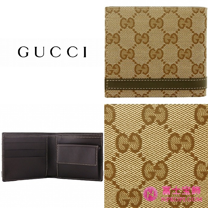 GUCCI/グッチ 2012年春夏MEN BAR定番キャンバスGG柄メタルバー付きバイフォルドコンパクト財布 233102 FAFXR 9643 